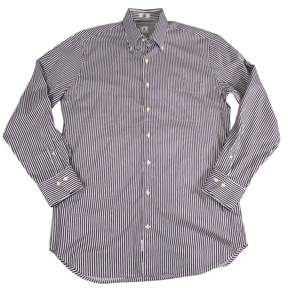 Peter Millar Men's Long Sleeve Purple White Striped Button Down Shirt Size Med - Picture 1 of 8